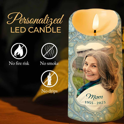 Beautiful Memories, Love Is My Guide, Flowers And Leaves - Personalized Custom LED Candle - HME330_LECA