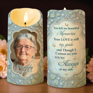Beautiful Memories, Love Is My Guide, Flowers And Leaves - Personalized Custom LED Candle - HME330_LECA