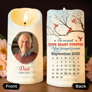 The Moment Your Heart Stopped, Mine Changed Forever, Cardinals On Tree - Personalized Custom LED Candle - HME341_LECA