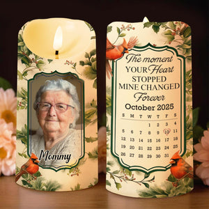 The Moment Your Heart Stopped, Bird And Leaves Design - Personalized Custom LED Candle - HME342_LECA