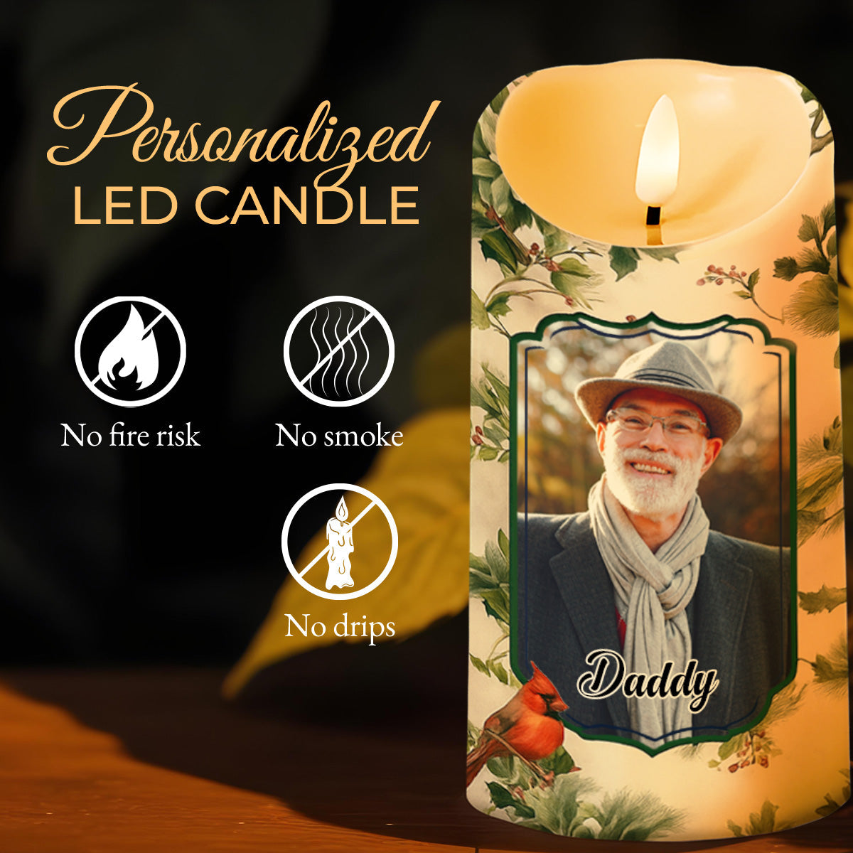 Christmas In Heaven, Save Them A Seat, Remember Loved Ones - Personalized Custom LED Candle - HME343_LECA