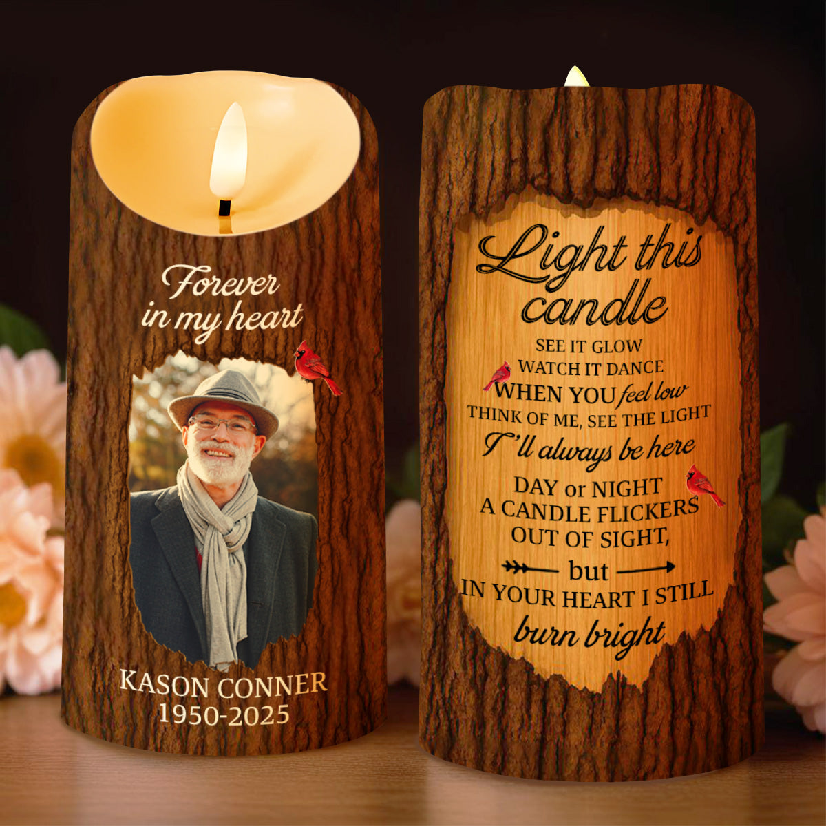 Light This Candle, See It Glow, Remember Loved Ones - Personalized Custom LED Candle - HME345_LECA