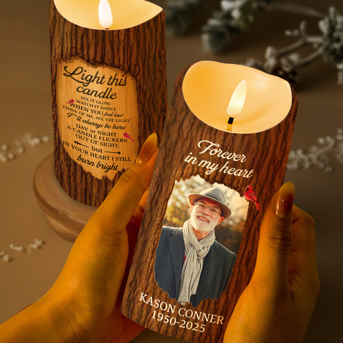 Light This Candle, See It Glow, Remember Loved Ones - Personalized Custom LED Candle - HME345_LECA