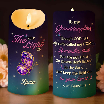 Keep The Light On, Butterfly And Stars Design - Personalized Custom LED Candle - HME346_LECA