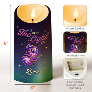Keep The Light On, Butterfly And Stars Design - Personalized Custom LED Candle - HME346_LECA