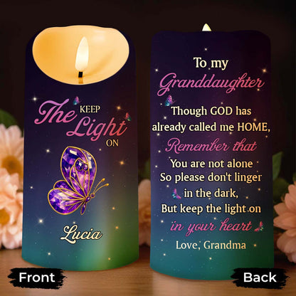 Keep The Light On, Butterfly And Stars Design - Personalized Custom LED Candle - HME346_LECA