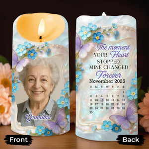 The Moment Your Heart Stopped Mine Changed Forever Memorial Candle - Personalized Custom LED Candle - HME347_LECA