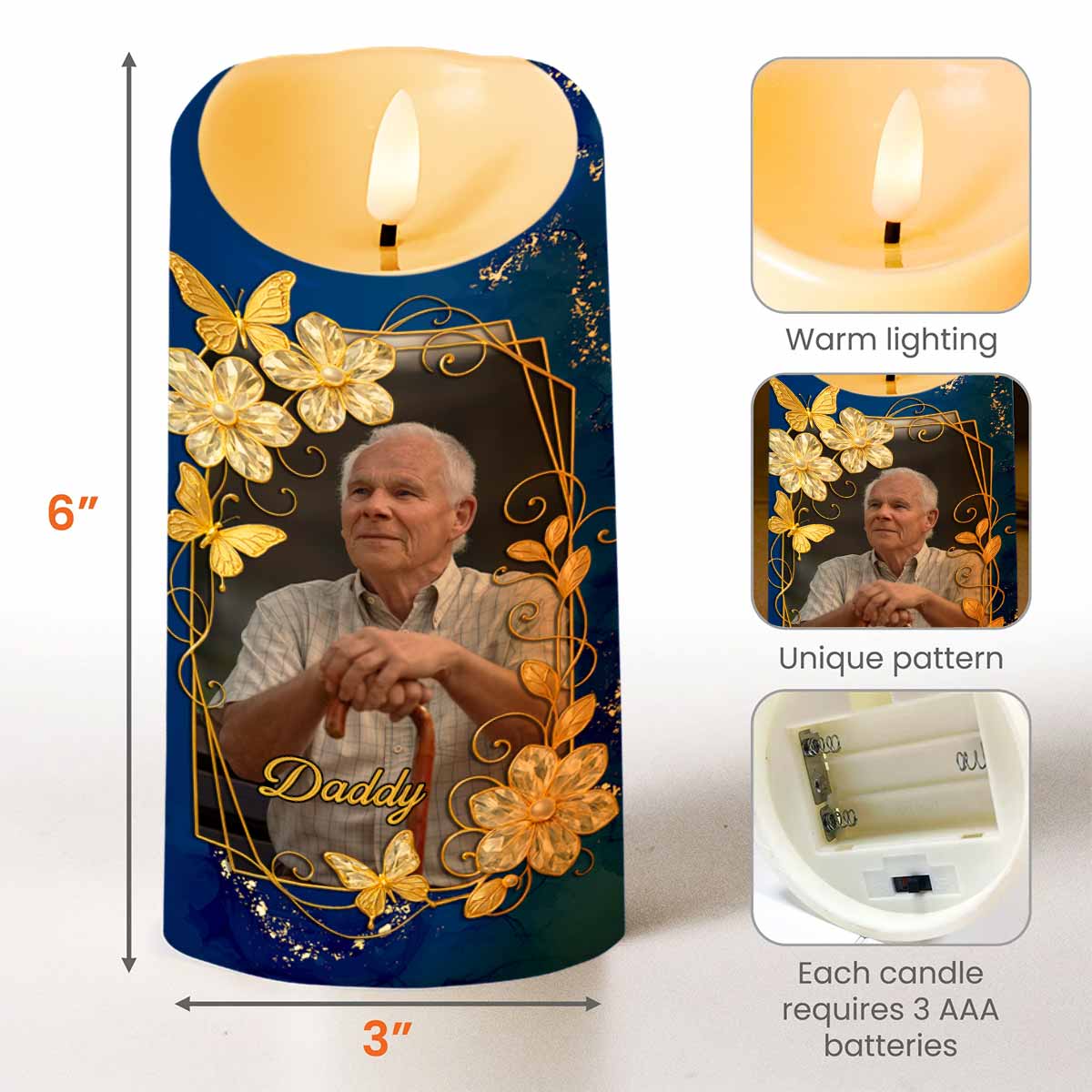 The Moment Your Heart Stopped, Mine Changed Forever, Flowers and Calendar Design - Personalized Custom LED Candle - HME350_LECA