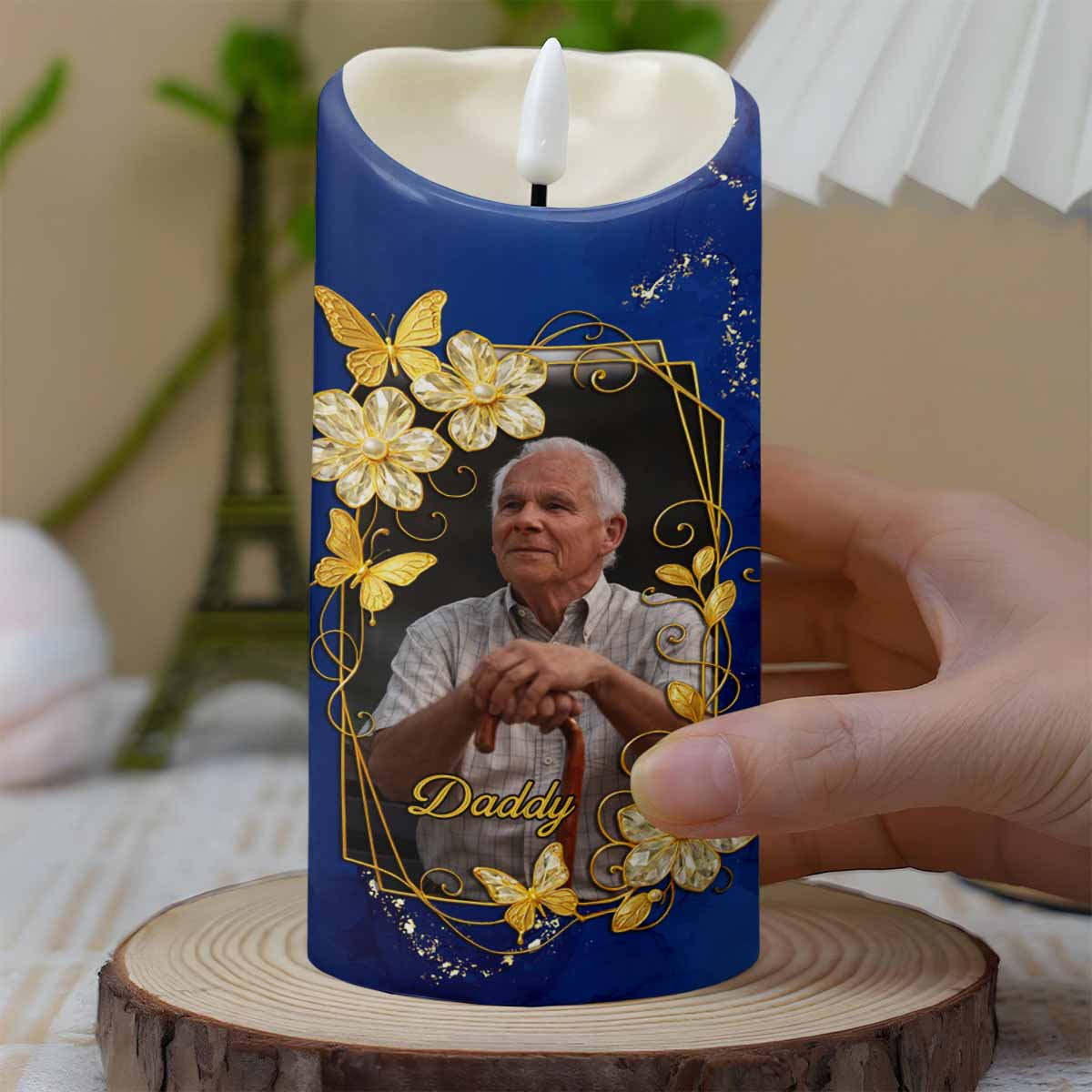 The Moment Your Heart Stopped, Mine Changed Forever, Flowers and Calendar Design - Personalized Custom LED Candle - HME350_LECA