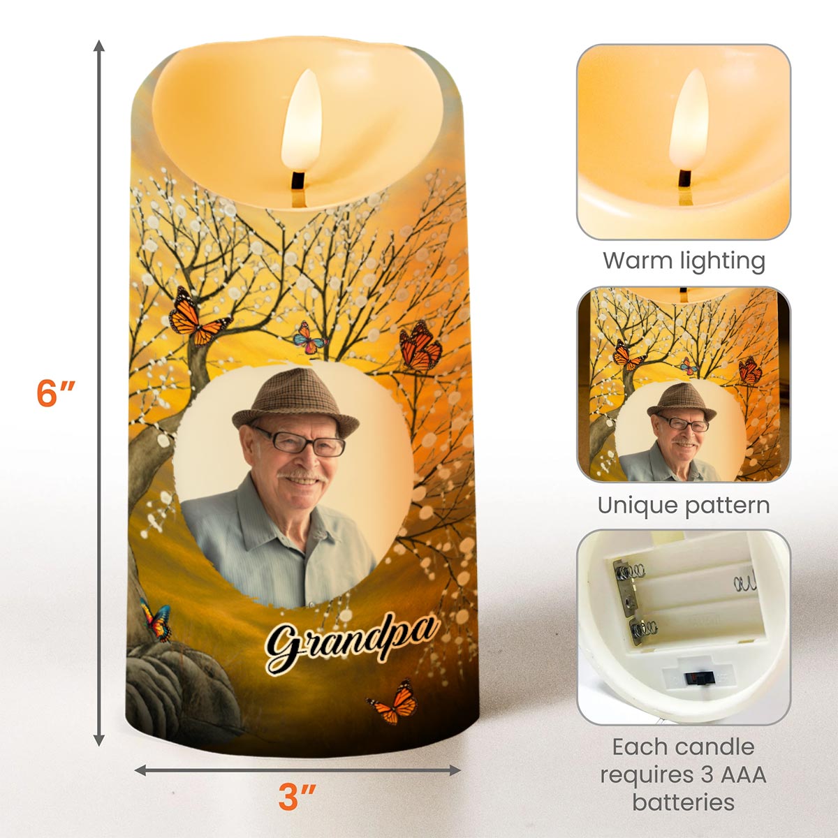 The Moment Your Heart Stopped, Memorial Candle With Butterflies - Personalized Custom LED Candle - HME354_LECA