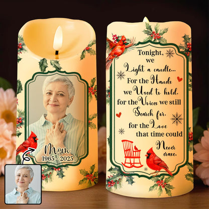 Tonight We Light A Candle, Cardinal And Rocking Chair - Personalized Custom LED Candle - HME362_LECA