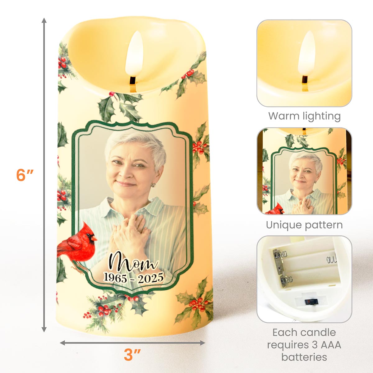 Tonight We Light A Candle, Cardinal And Rocking Chair - Personalized Custom LED Candle - HME362_LECA