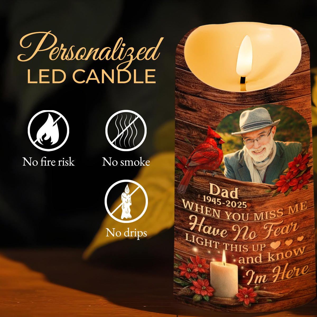 When You Miss Me Light This Up Memorial LED Candle - Personalized Custom LED Candle - HME470_LECA