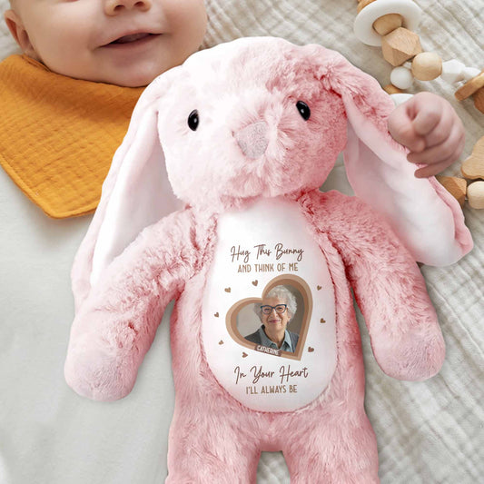 Hug This Bunny And Think Of Me, Heart And Bunny Design - Personalized Stuffed Bunny - HME472_BUN