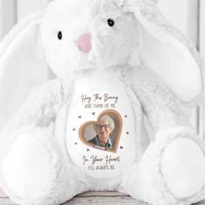 Hug This Bunny And Think Of Me, Heart And Bunny Design - Personalized Stuffed Bunny - HME472_BUN