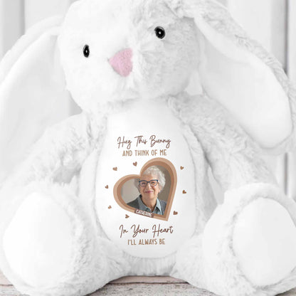 Hug This Bunny And Think Of Me, Heart And Bunny Design - Personalized Stuffed Bunny - HME472_BUN