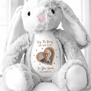 Hug This Bunny And Think Of Me, Heart And Bunny Design - Personalized Stuffed Bunny - HME472_BUN