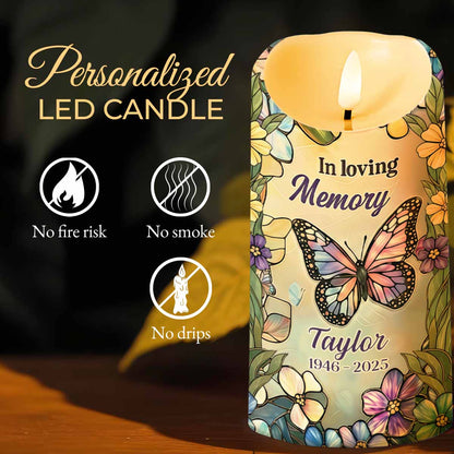 In Loving Memory Your Light Will Always Shine In My Heart Butterfly Flower - Personalized Custom LED Candle - HME494_LECA