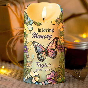 In Loving Memory Your Light Will Always Shine In My Heart Butterfly Flower - Personalized Custom LED Candle - HME494_LECA