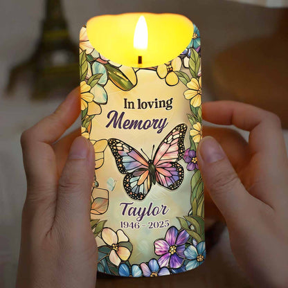 In Loving Memory Your Light Will Always Shine In My Heart Butterfly Flower - Personalized Custom LED Candle - HME494_LECA