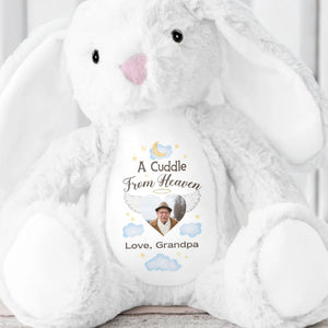 A Cuddle From Heaven Love Grandpa With Photo Moon And Stars - Personalized Stuffed Bunny - HME545_BUN
