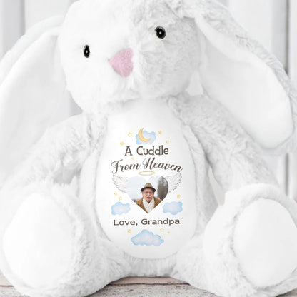 A Cuddle From Heaven Love Grandpa With Photo Moon And Stars - Personalized Stuffed Bunny - HME545_BUN
