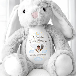 A Cuddle From Heaven Love Grandpa With Photo Moon And Stars - Personalized Stuffed Bunny - HME545_BUN