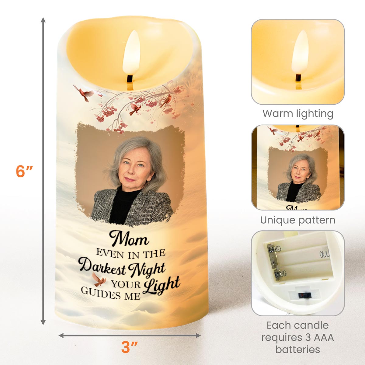 Even In The Darkest Night Light Guides Me Cardinal Photo Calendar - Personalized Custom LED Candle - HME567_LECA