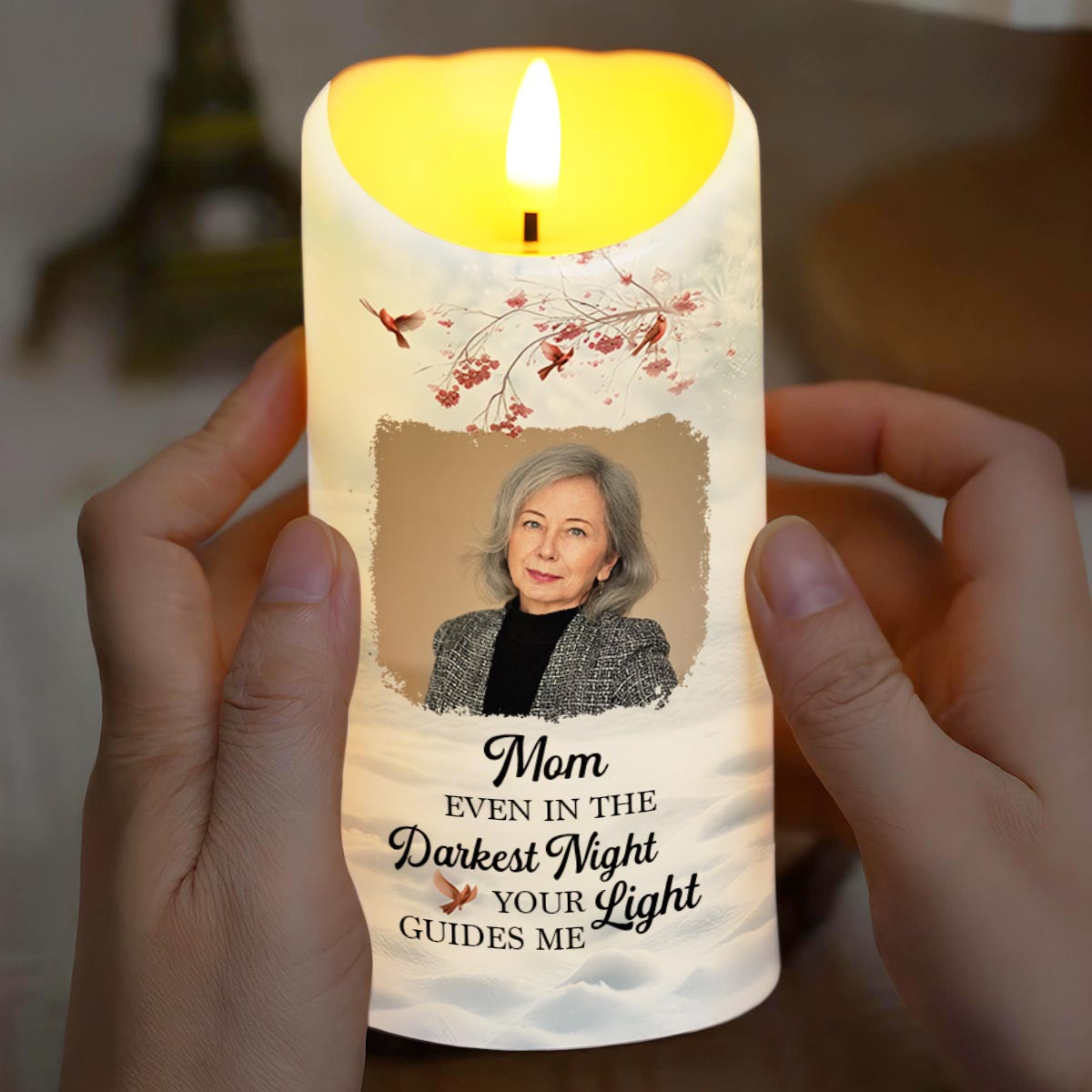Even In The Darkest Night Light Guides Me Cardinal Photo Calendar - Personalized Custom LED Candle - HME567_LECA