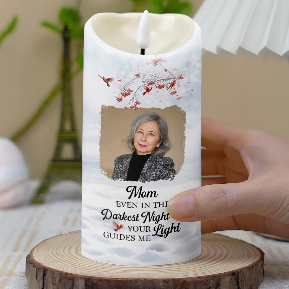 Even In The Darkest Night Light Guides Me Cardinal Photo Calendar - Personalized Custom LED Candle - HME567_LECA