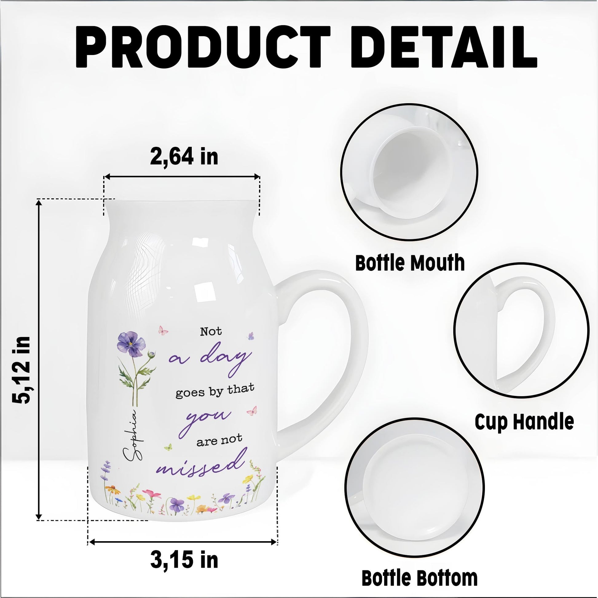 Not A Day Goes By That You Are Not Missed Birth Month Flower - Personalized Ceramic Flower Vase