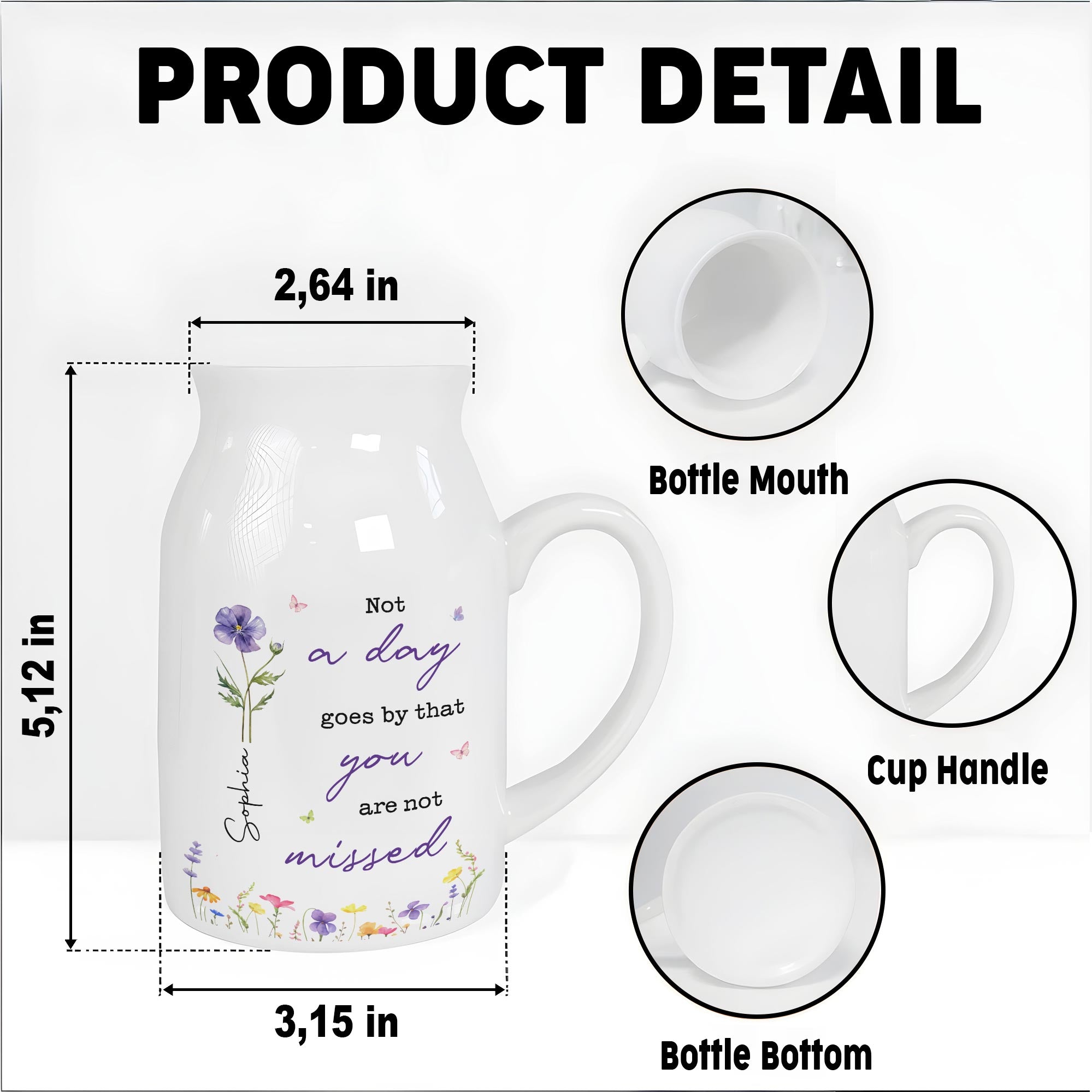 Not A Day Goes By That You Are Not Missed Birth Month Flower - Personalized Ceramic Flower Vase