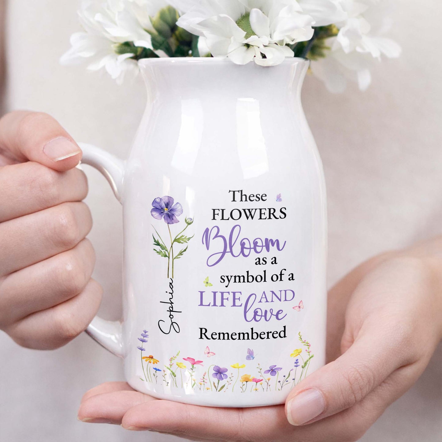 These Flowers Bloom As A Symbol Of A Life Remembered Birth Month Flowers - Personalized Ceramic Flower Vase