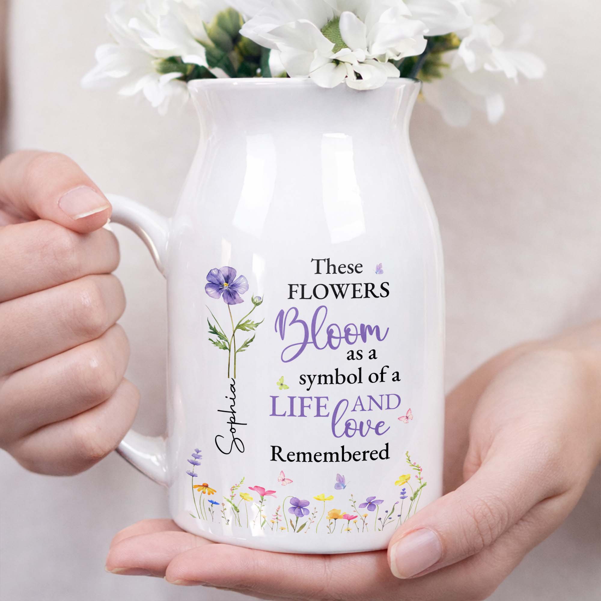 These Flowers Bloom As A Symbol Of A Life Remembered Birth Month Flowers - Personalized Ceramic Flower Vase