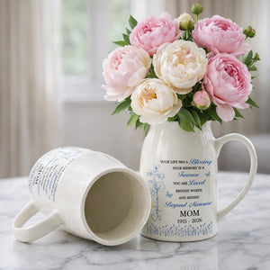 Your Life Was A Blessing Memorial Birth Month Flower Mom - Personalized Ceramic Flower Vase