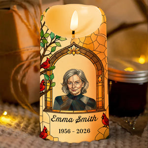 The Moment Your Heart Stopped Cardinal Stained Glass Photo Calendar - Personalized Custom LED Candle - HME617_LECA