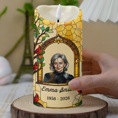 The Moment Your Heart Stopped Cardinal Stained Glass Photo Calendar - Personalized Custom LED Candle - HME617_LECA