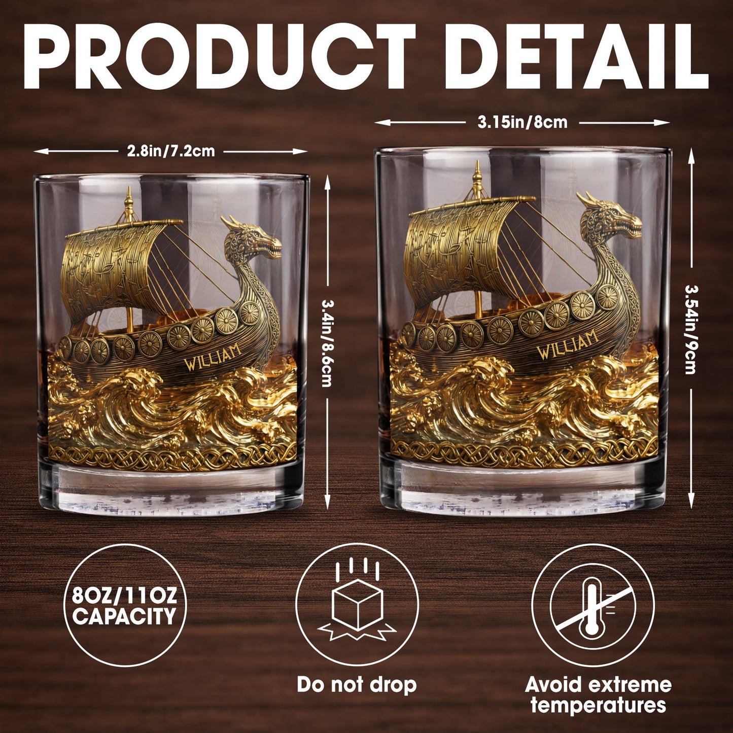 Navigate Through Life With Strength, Ship and Waves Design - Personalized Custom Whiskey Glass - HOB019_RWG