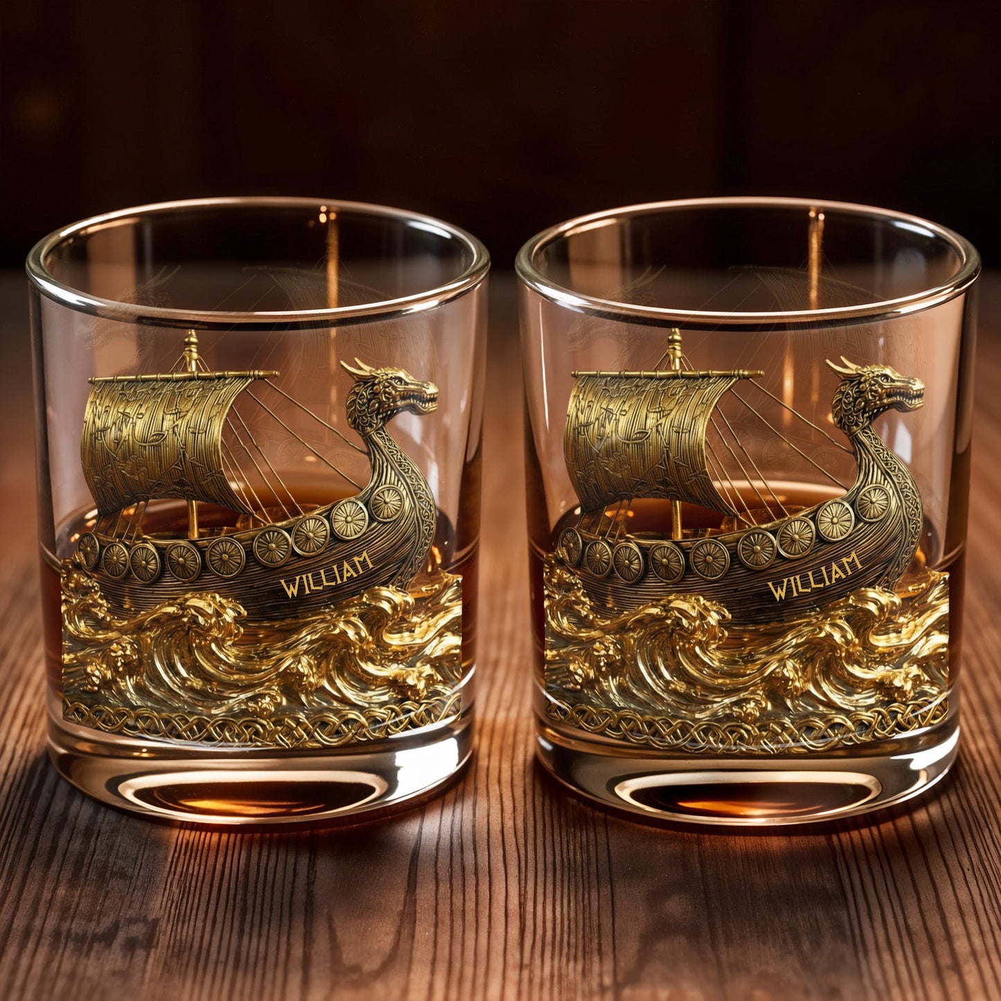 Navigate Through Life With Strength, Ship and Waves Design - Personalized Custom Whiskey Glass - HOB019_RWG