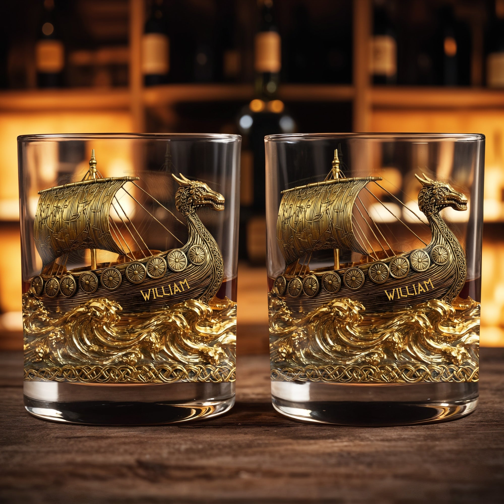 Navigate Through Life With Strength, Ship and Waves Design - Personalized Custom Whiskey Glass - HOB019_RWG