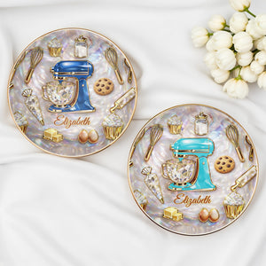 A Pinch Of Love In Every Batch Baker Mixer And Cupcake - Personalized Custom Jewelry Dish, Ceramic Dish, Round Shape - HOB048_RCRF