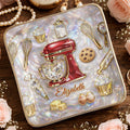 Baking With Love And Sweet Memories With Stand Mixer And Cupcakes - Personalized Custom Jewelry Dish, Ceramic Dish, Square Shape - HOB048_SCRF