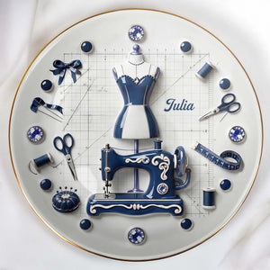 For the Fashion Designer In Your Life, Sewing Essentials - Personalized Custom Jewelry Dish, Ceramic Dish, Round Shape - HOB062_RCRF