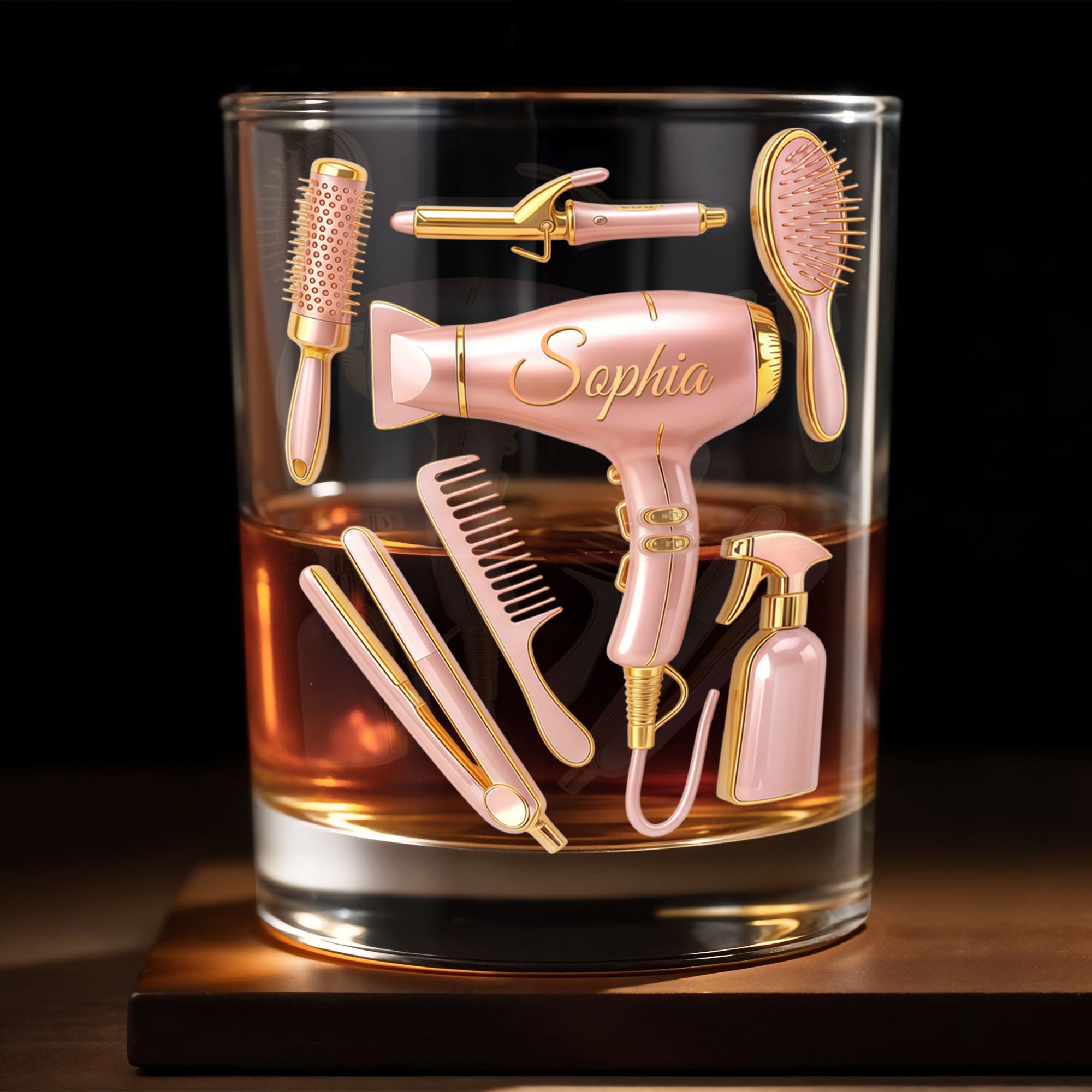 A Talented Hair Stylist Hair Tools Hair Salon Professional - Personalized Custom Whiskey Glass - HOB119_RWG
