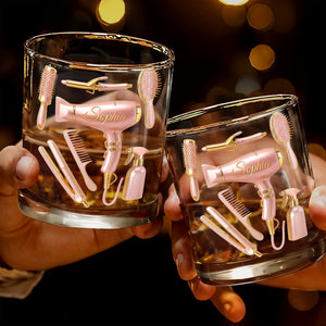 A Talented Hair Stylist Hair Tools Hair Salon Professional - Personalized Custom Whiskey Glass - HOB119_RWG