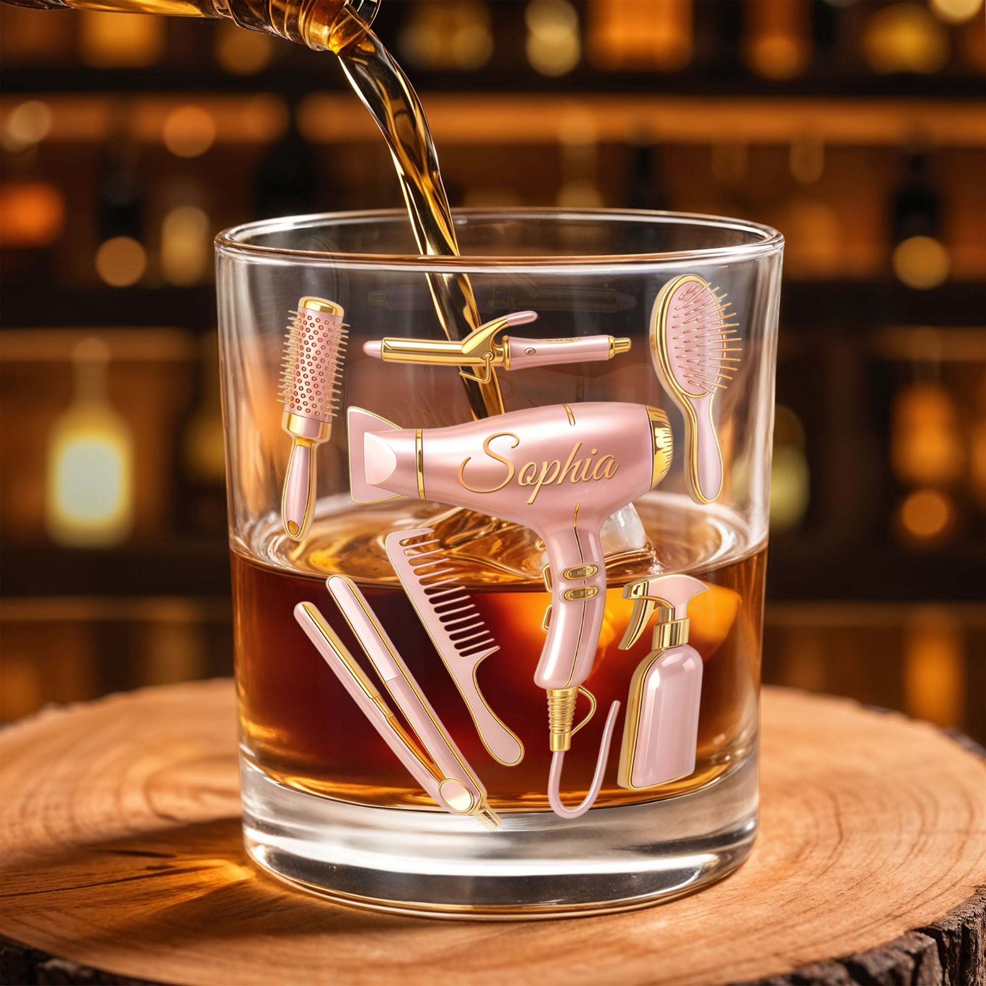 A Talented Hair Stylist Hair Tools Hair Salon Professional - Personalized Custom Whiskey Glass - HOB119_RWG
