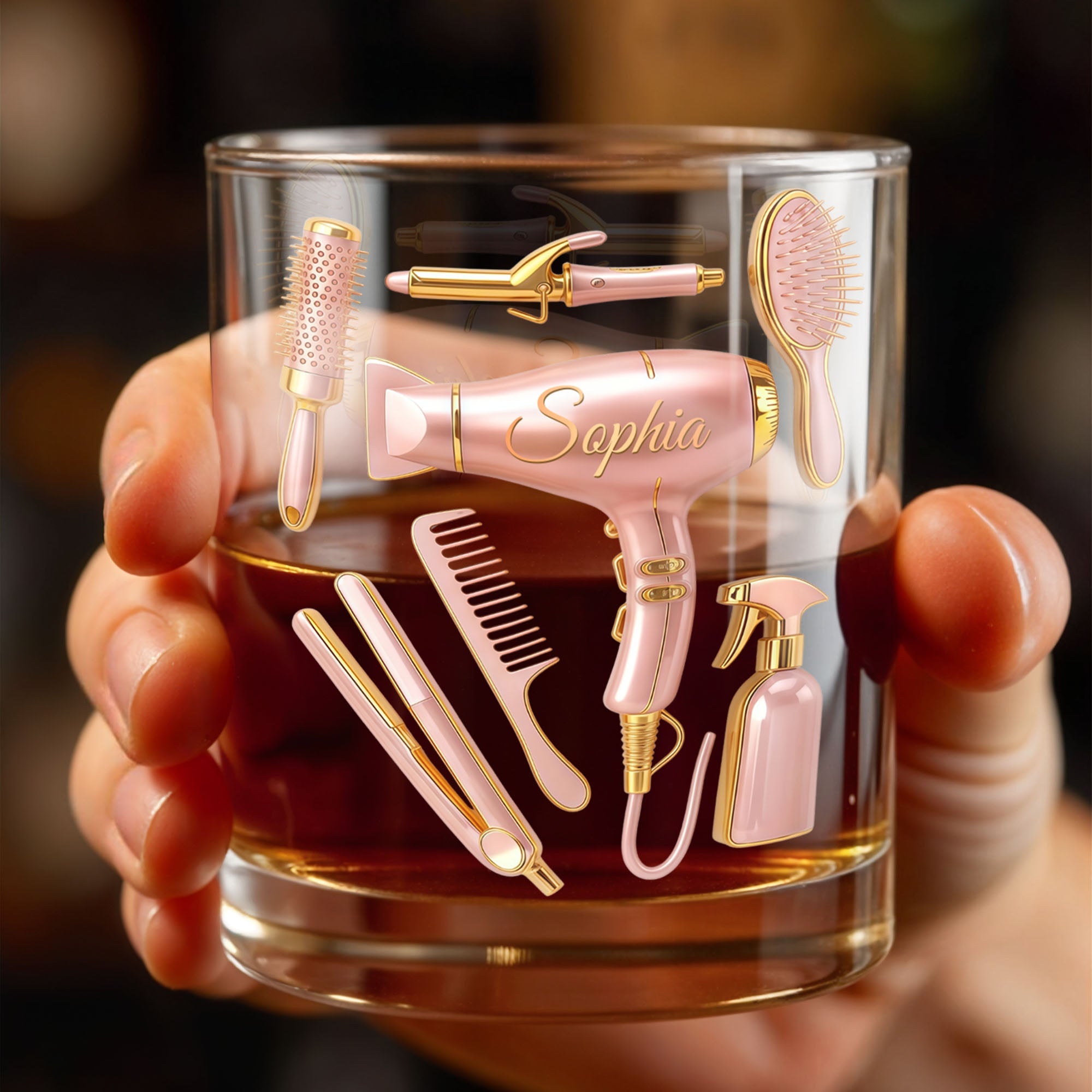 A Talented Hair Stylist Hair Tools Hair Salon Professional - Personalized Custom Whiskey Glass - HOB119_RWG