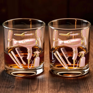 A Talented Hair Stylist Hair Tools Hair Salon Professional - Personalized Custom Whiskey Glass - HOB119_RWG