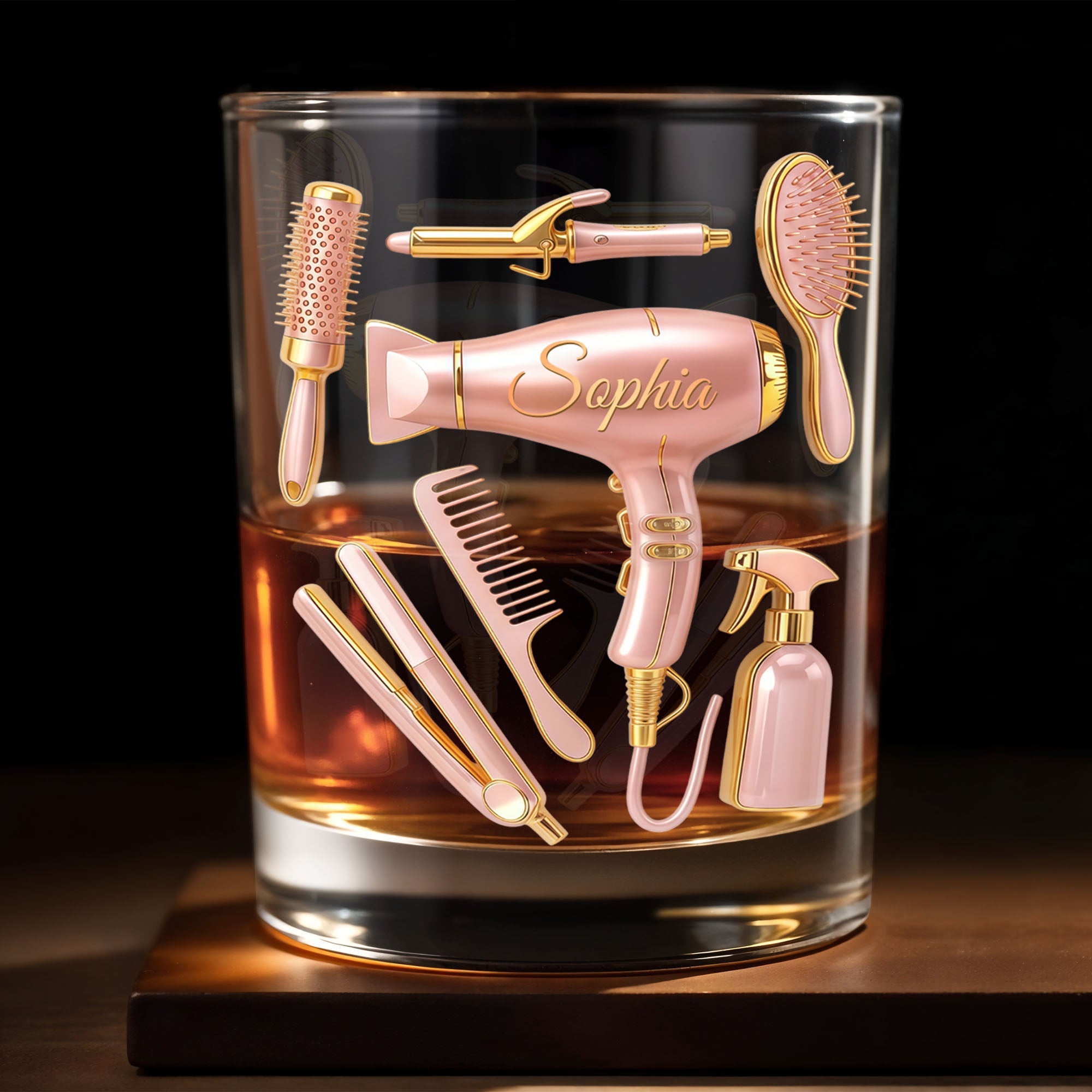 A Talented Hair Stylist Hair Tools Hair Salon Professional - Personalized Custom Whiskey Glass - HOB119_RWG