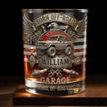 Born Off Road Garage Old School Vehicles With Eagle And Off Road Vehicle - Personalized Custom Whiskey Glass - HOB198_RWG
